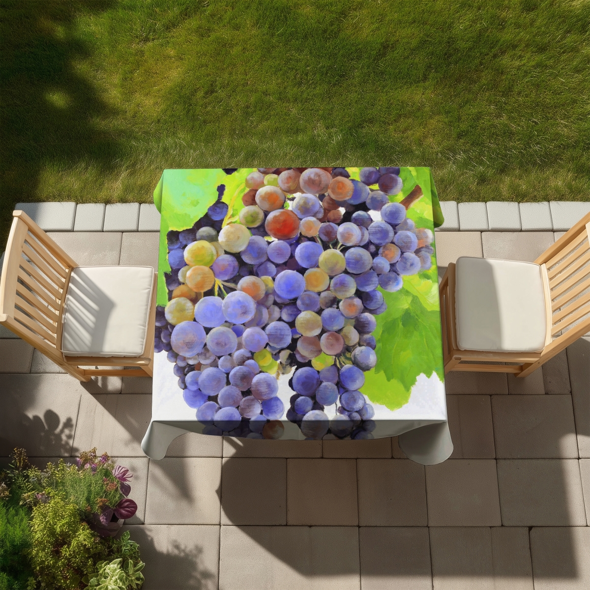 Picture of Begin Home Decor C1TC5858JMBFW5 58 x 58 in. Bunch of Grapes Tablecloth - Stylish Indoor Outdoor Decor