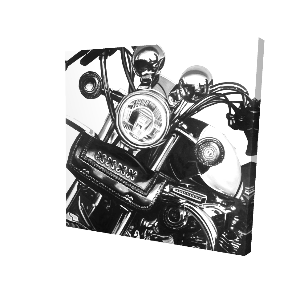 2080-0808-TR56 8 x 8 in. Hyperrealist Gray Canvas - Realistic Motorcycle Home Decor