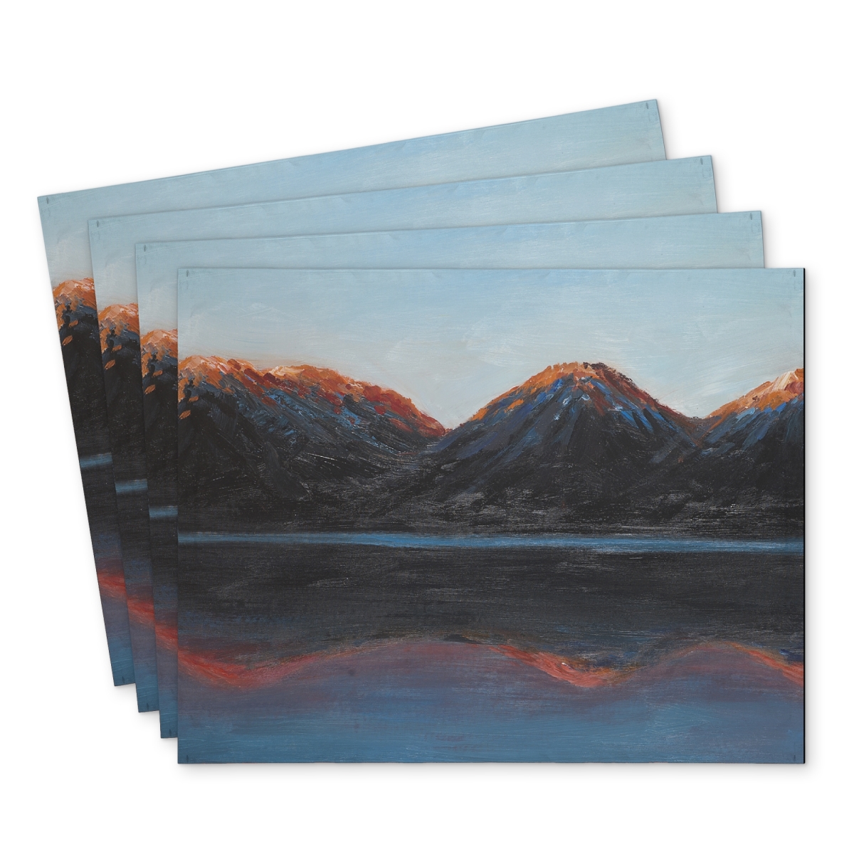 Picture of Begin Home Decor C4PP14187AW3T3 14 x 18 in. Mountains & Calm Lake Polyester Placemat - Home Decor - Set of 4
