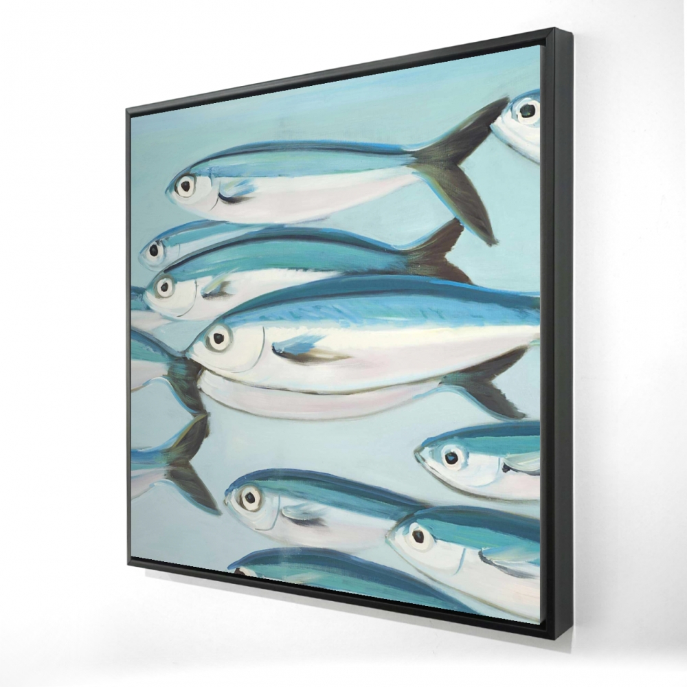 2081-3636-AN175 36 x 36 in. Caesio Caerulaurea - Turquoise Bathroom Framed Canvas Art