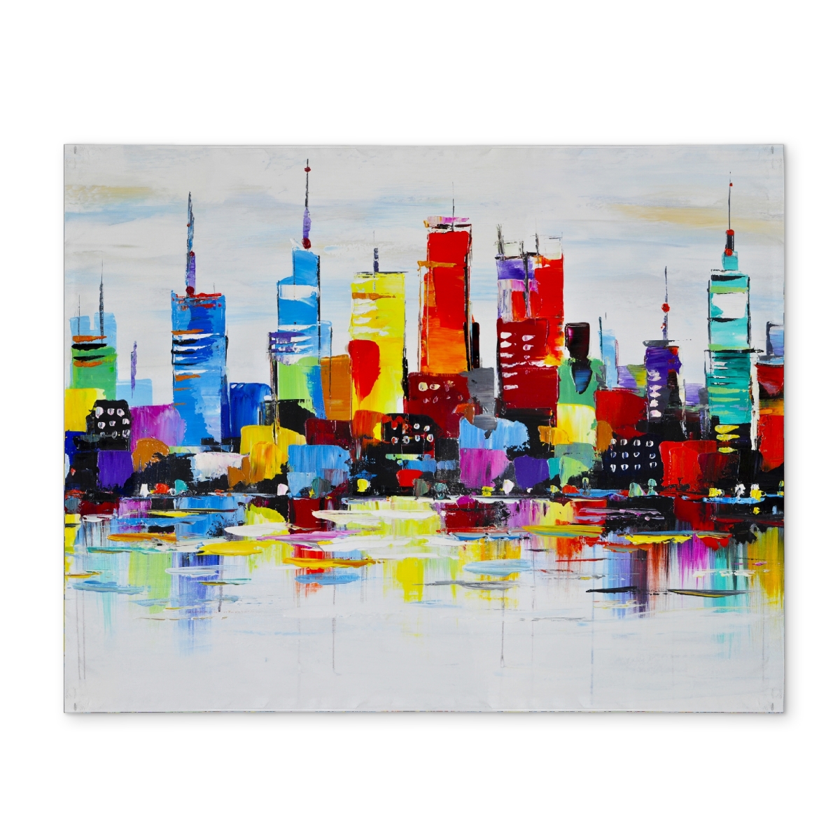 Picture of Begin Home Decor CPPM1418C39YJY 14 x 18 in. Abstract City Shapes Blue Placemat - Colorful Home Decor