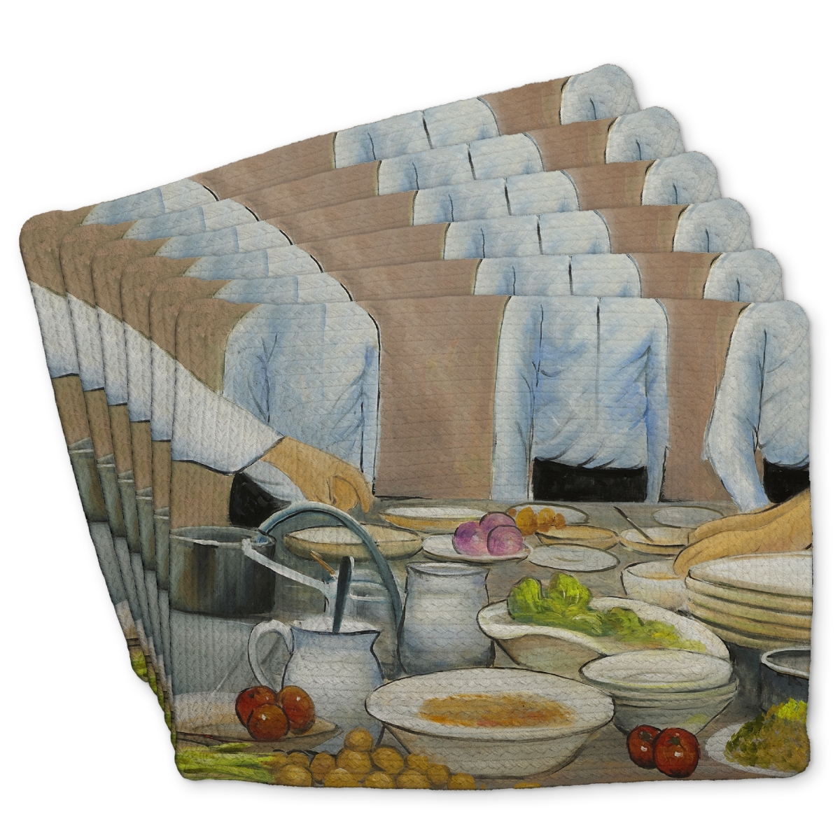 Picture of Begin Home Decor C6BP1418H5T2EJ 14 x 18 in. Cook Chefs At Work Braided Polyester Placemat for Home Decor - Set of 6