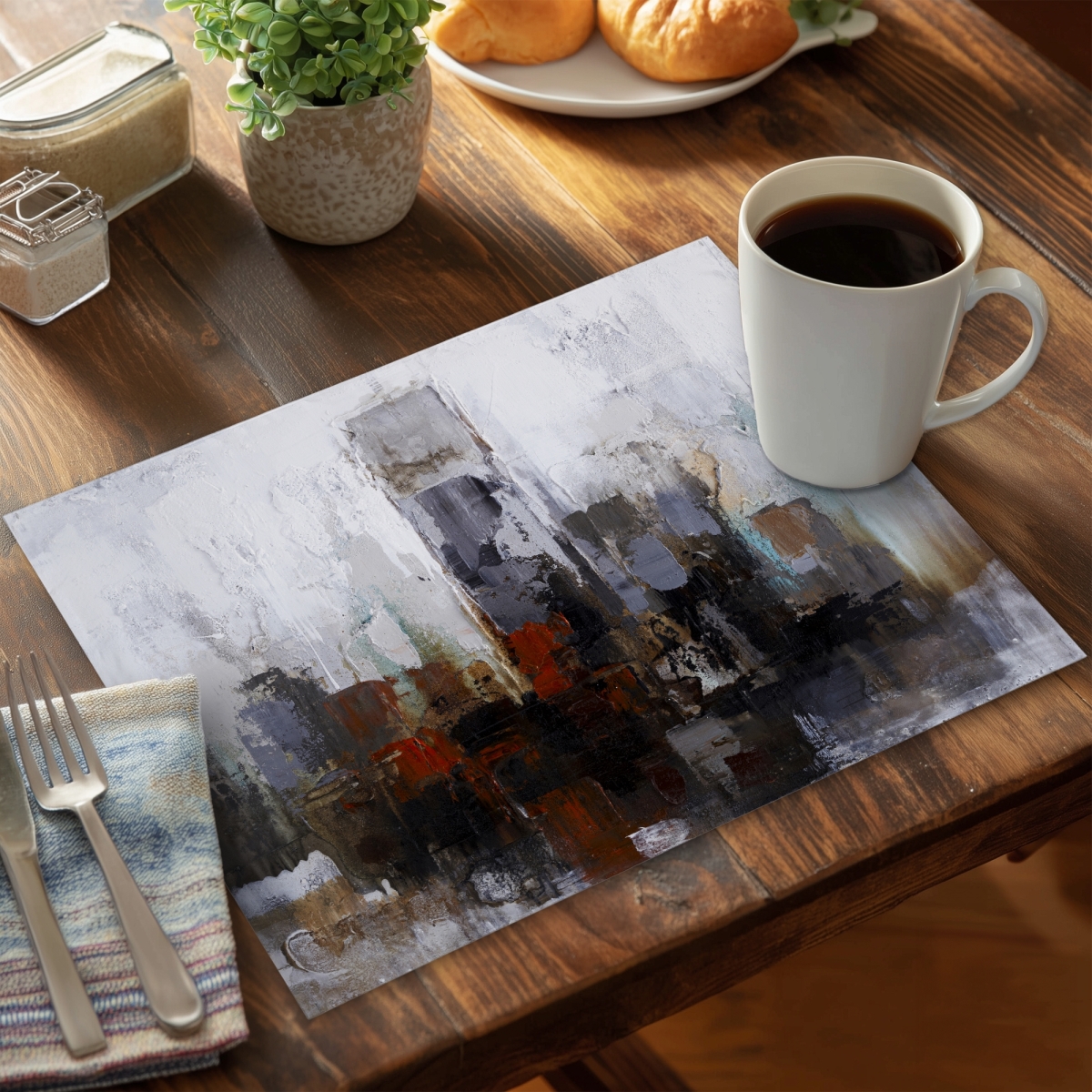 Picture of Begin Home Decor C4PP14188SZNM6 14 x 18 in. Obscure Buildings Polyester Placemat - Unique Home Decor - Set of 4