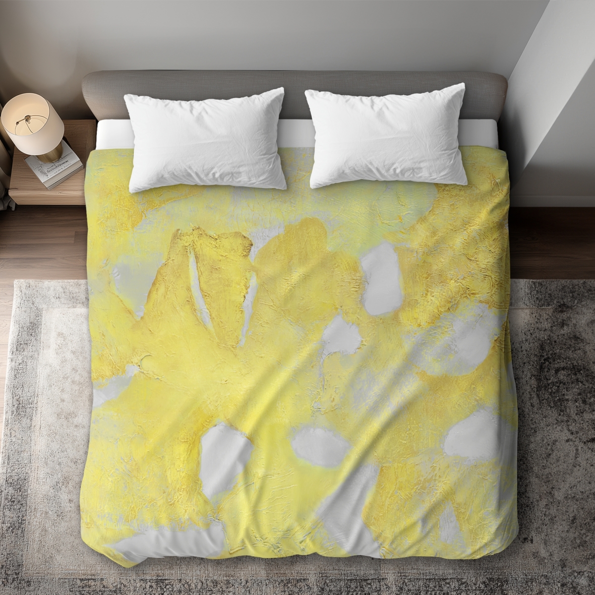 C1DCKSW0F00AXZ King Size Gold Erosion Minimalist Duvet Cover - Yellow & White