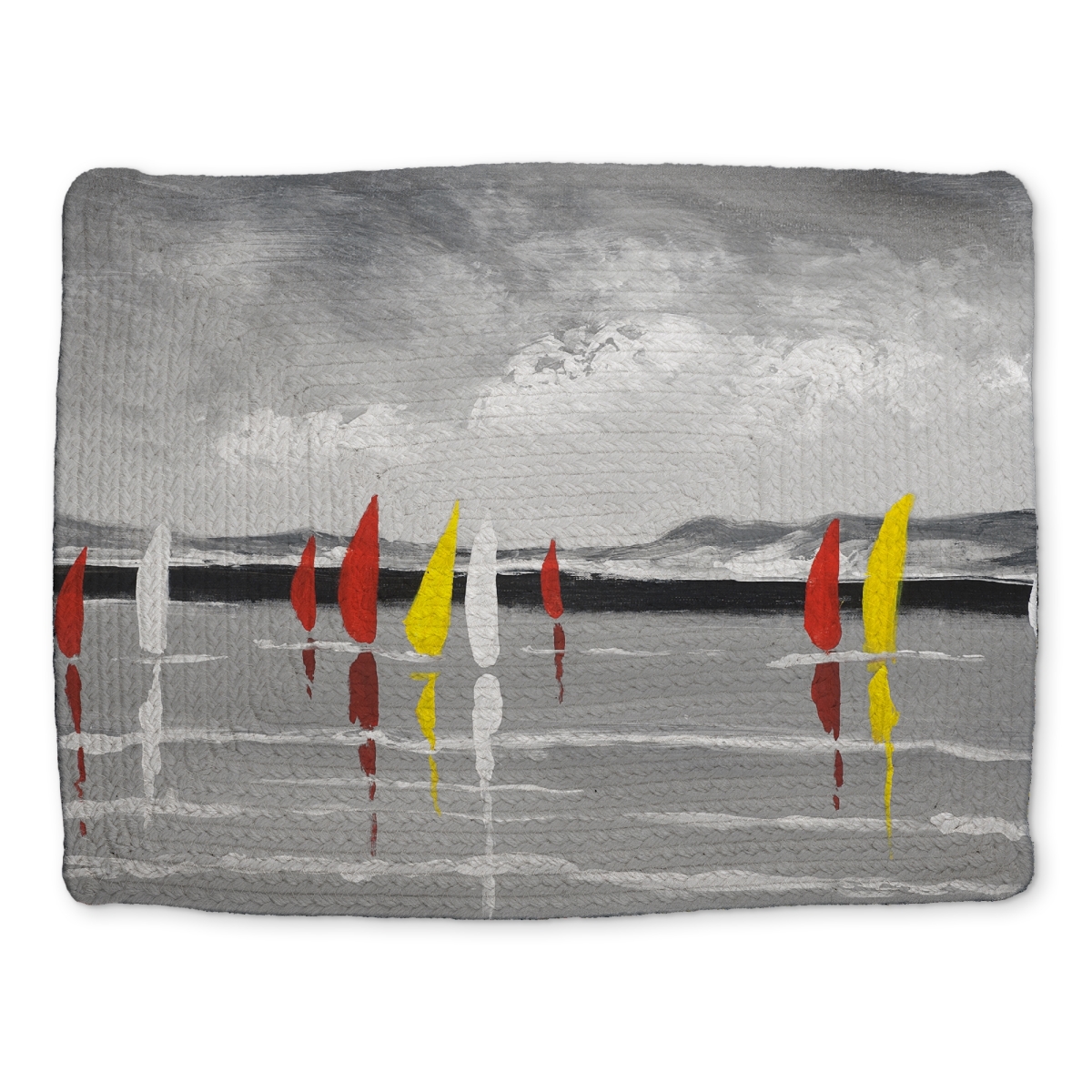 Picture of Begin Home Decor CBPM1418MUISFU 14 x 18 in. Sailing on the Lake - Boat Coastal Bedroom Braided Placemat