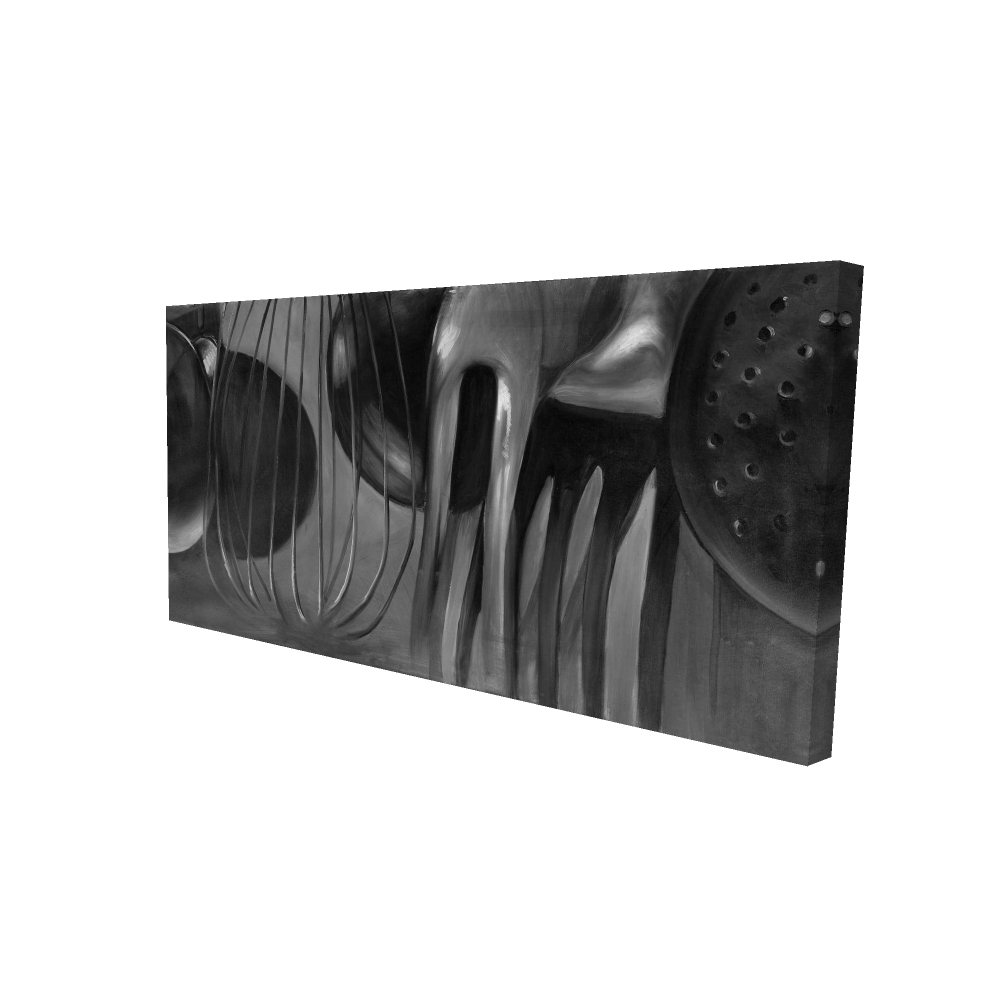 2080-2448-SL14 24 x 48 in. Kitchen Tools Still Life Gray Canvas - Home Decor Art