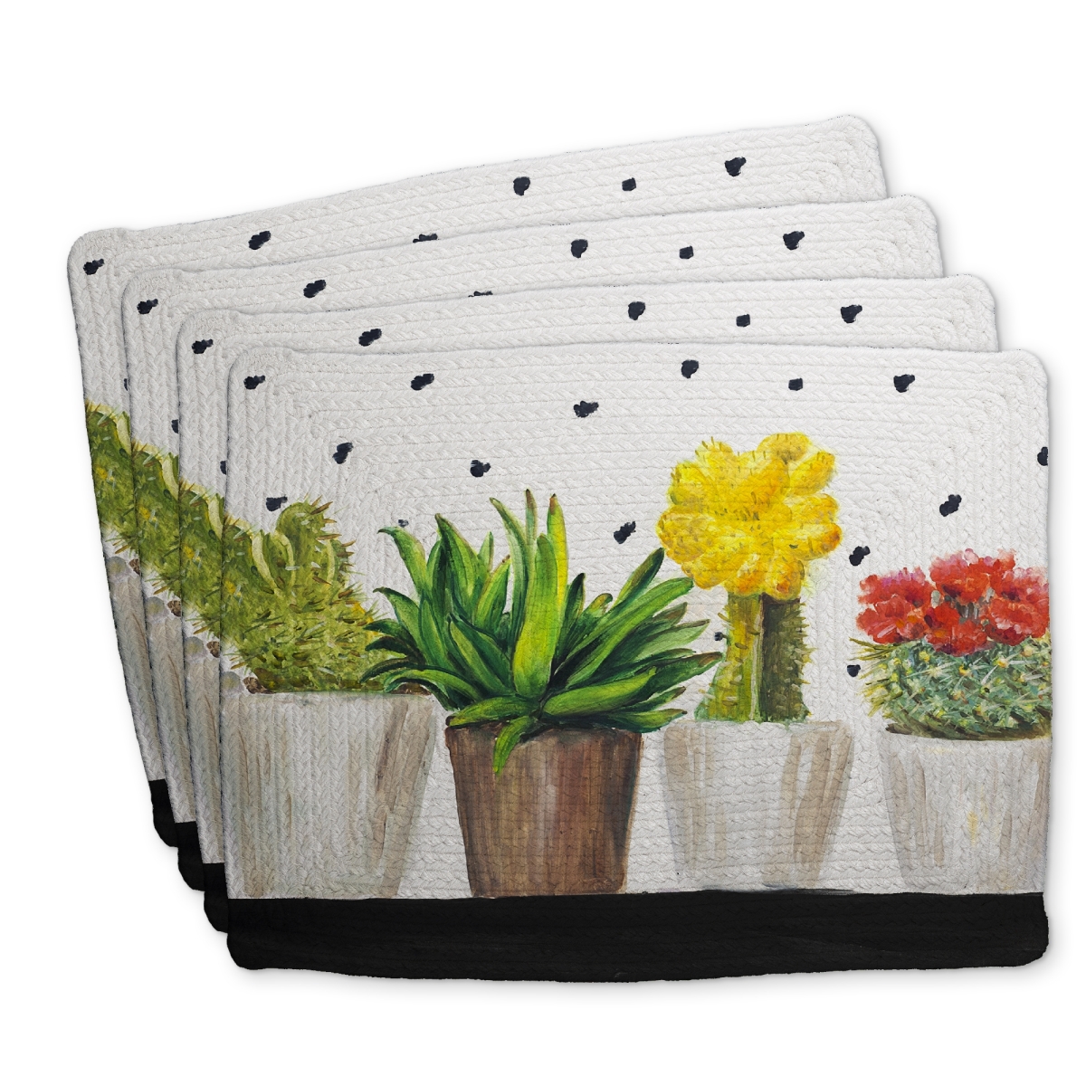 Picture of Begin Home Decor C4BP1418U1EHNT 14 x 18 in. Small Cactus & Succulents Placemat - Braided Polyester Decor - Set of 4