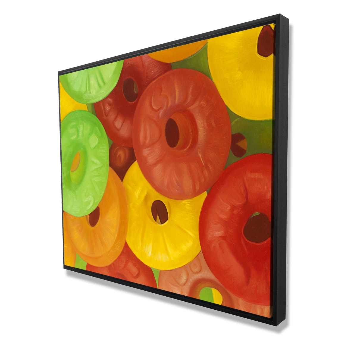 C1FC4860GDCD1X 48 x 60 in. Colorful Jujubes - Still Life Yellow Framed Canvas Art