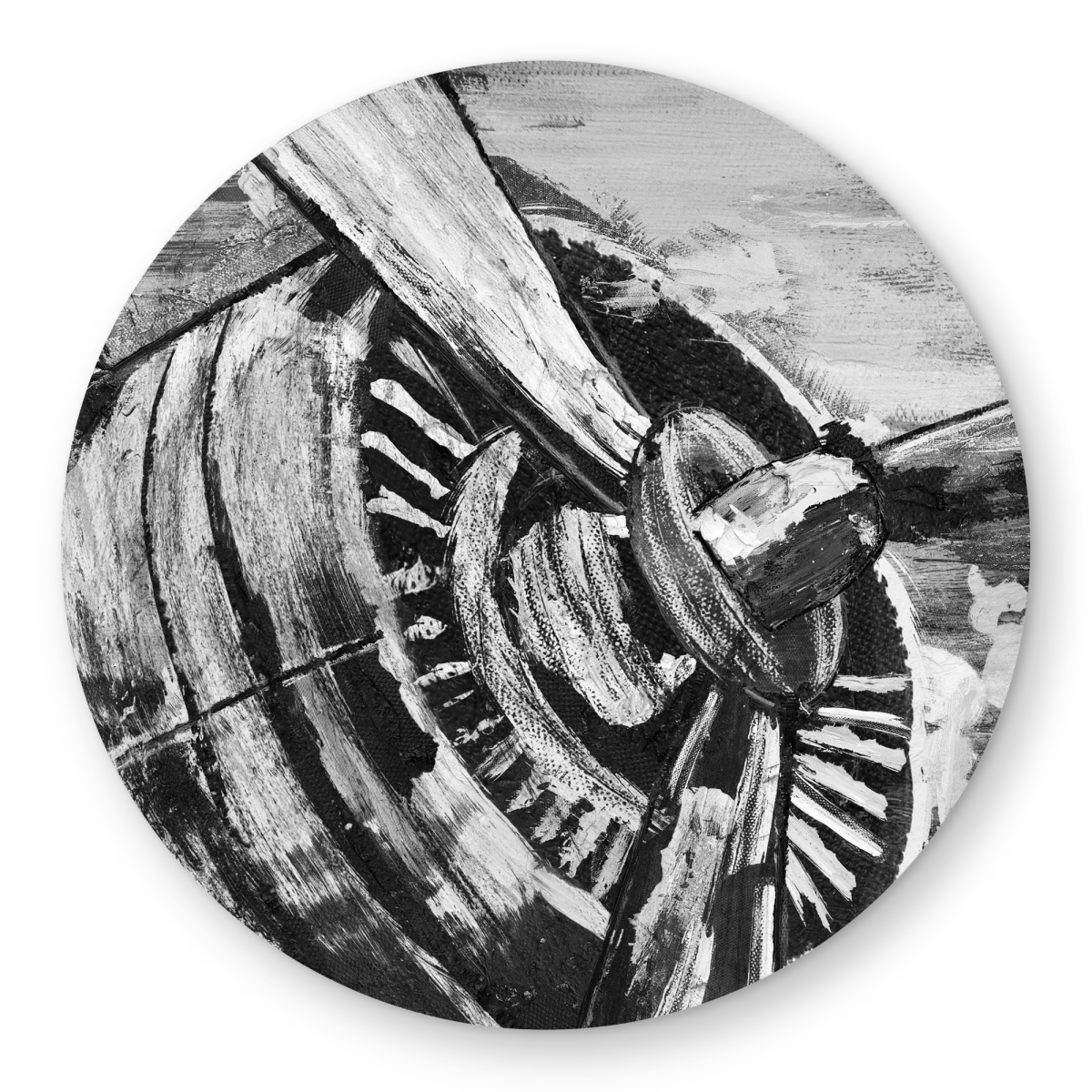 C1COAR55954205 5 x 5 ft. Vintage Airplane Propeller Rug - Monochrome Transportation Decor - Round