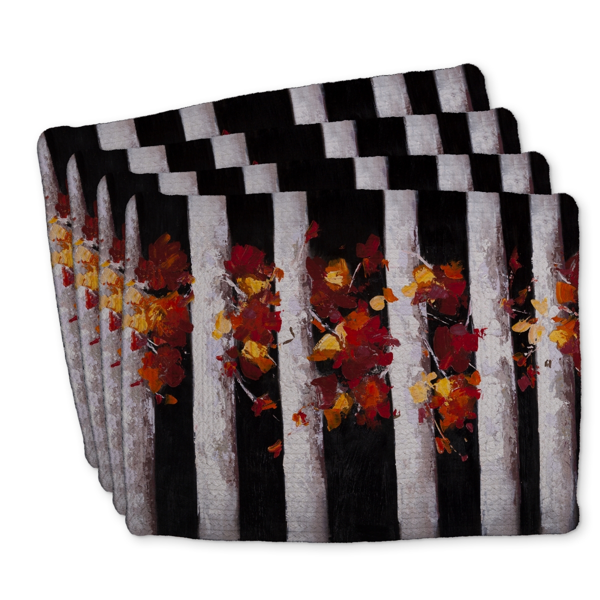 Picture of Begin Home Decor C4BP141899KYEO 14 x 18 in. Trees & Fall Leaves Braided Polyester Placemats for Home Decor - Set of 4