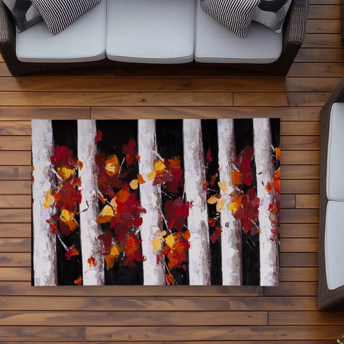 C1ROAR35S5SAMT 3 x 5 ft. Trees & Fall Leaves Rug - Outdoor Landscape Home Decor - Rectangle