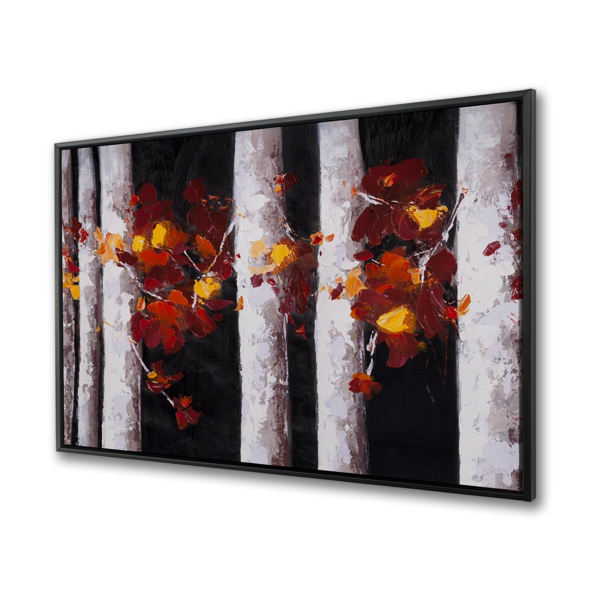 C1FC36481CXHWR 36 x 48 in. White Trees with Orange Leaves - Red Framed Canvas Art