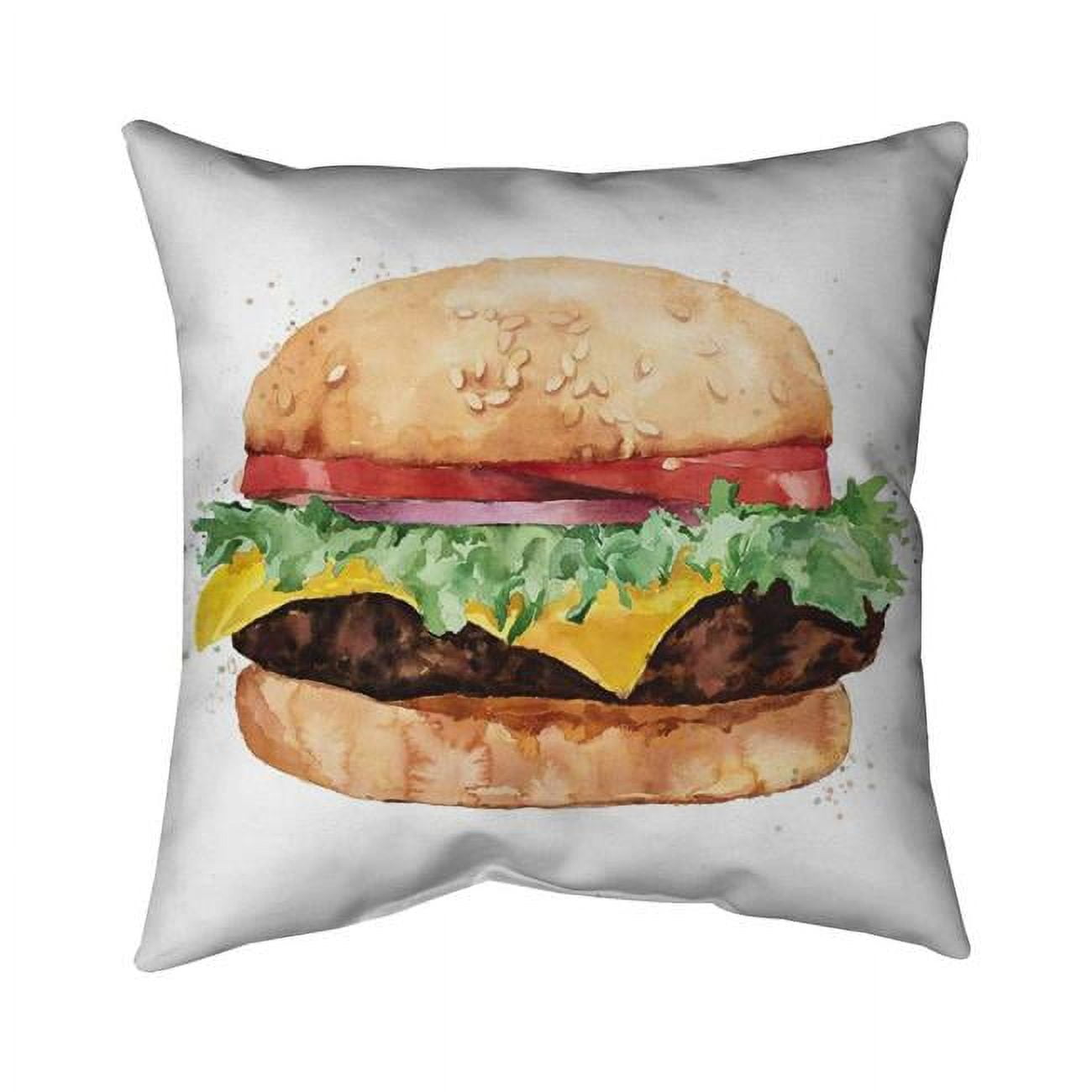 18 x 18 in. Watercolor All Dressed Cheeseburger-Double Sided Print Indoor Pillow