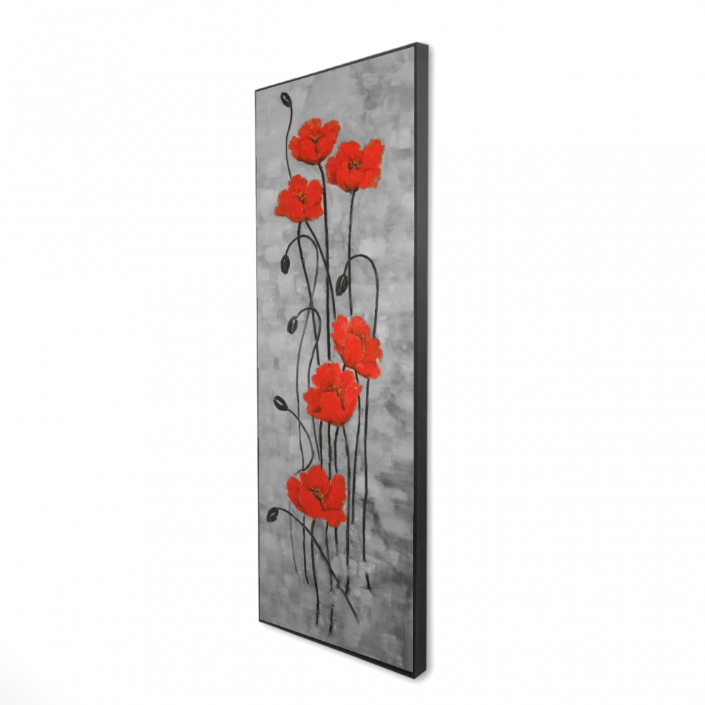 2081-4816-FL185 16 x 48 in. Modern Botanical Bedroom Framed Canvas - Long Stem Flowers Decor