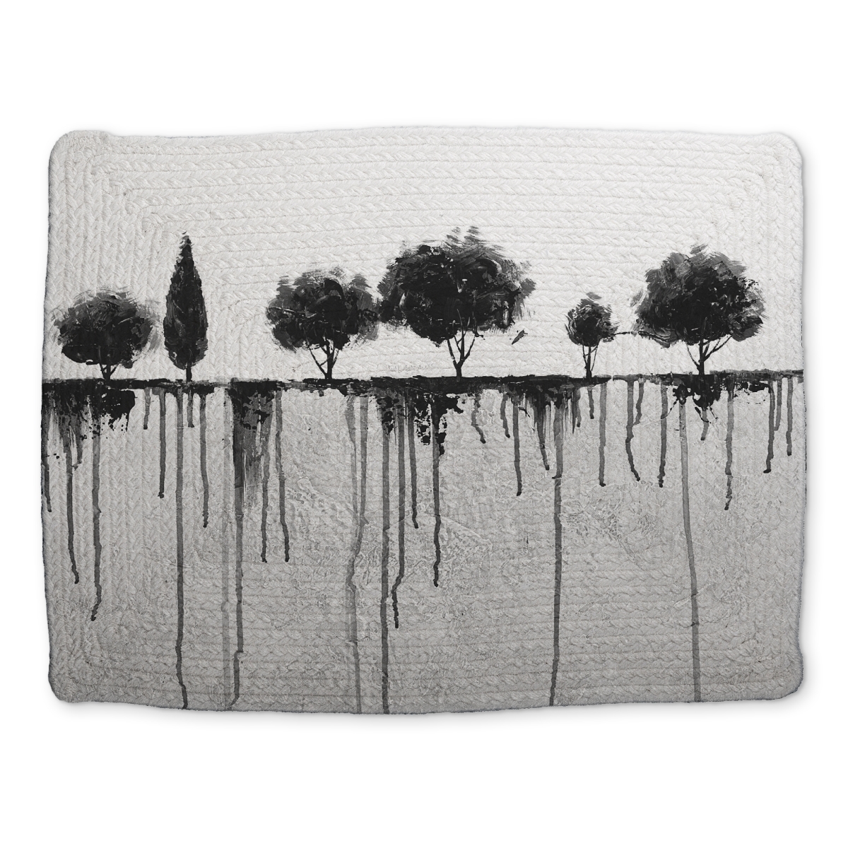 Picture of Begin Home Decor CBPM14189ECF7O 14 x 18 in. Ink Bleeding Trees White Braided Polyester Placemat - Home Decor