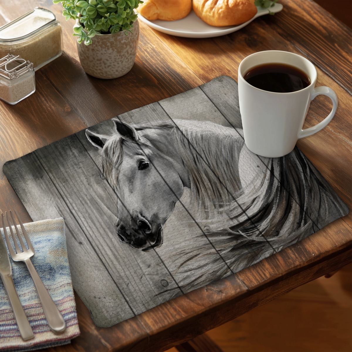 Picture of Begin Home Decor CBPM1418KLSIMO 14 x 18 in. Rustic Horse Braided Placemat - Farm Animal Home Decor