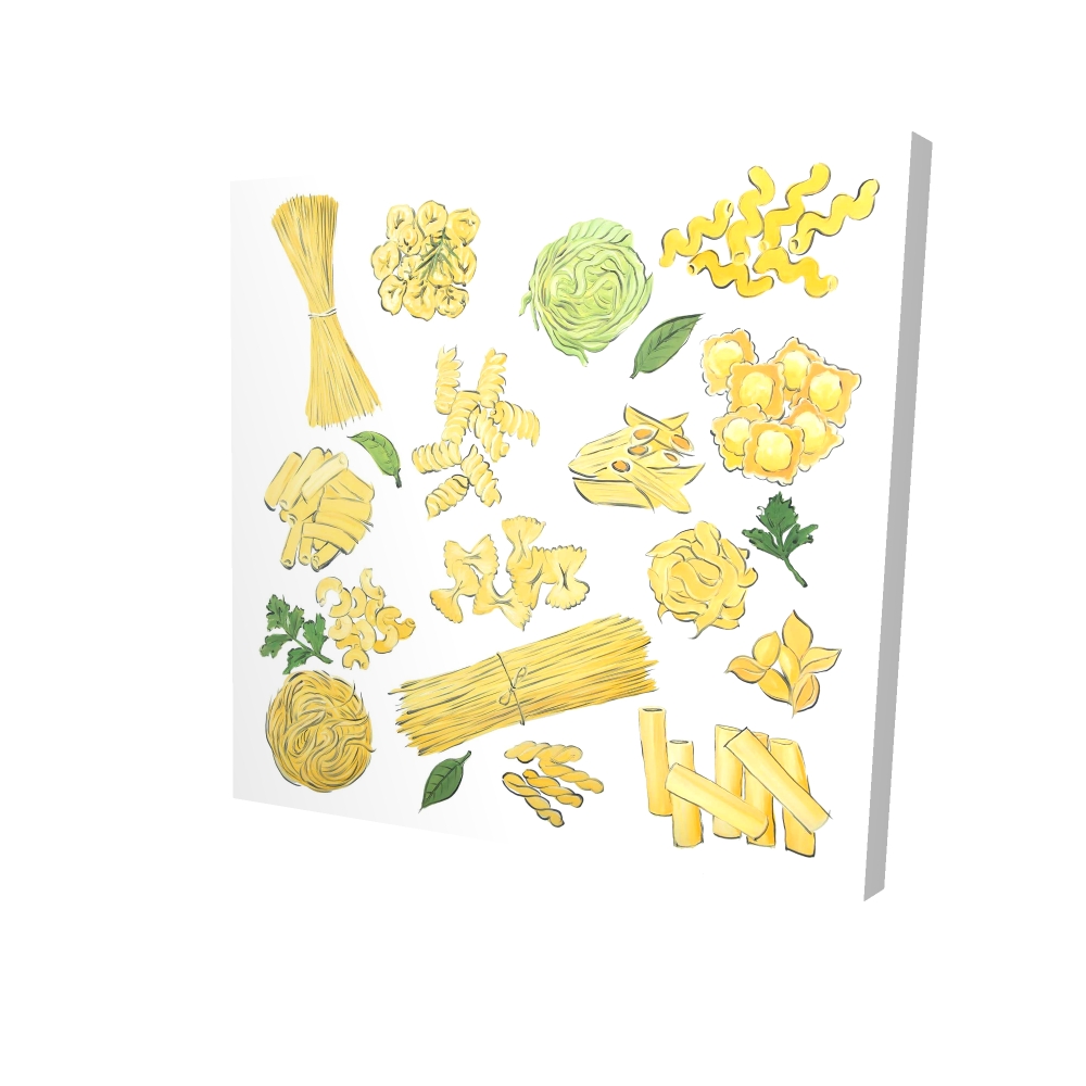 2080-2424-GA122 24 x 24 in. Various Pasta Illustrative Canvas - Vibrant Home Decor Art