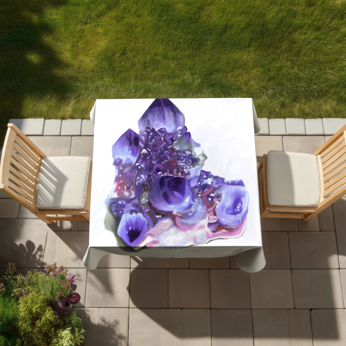 Picture of Begin Home Decor C1TC5858BGY0FE 58 x 58 in. Amethyst Minerals Purple Tablecloth - Indoor & Outdoor Decor
