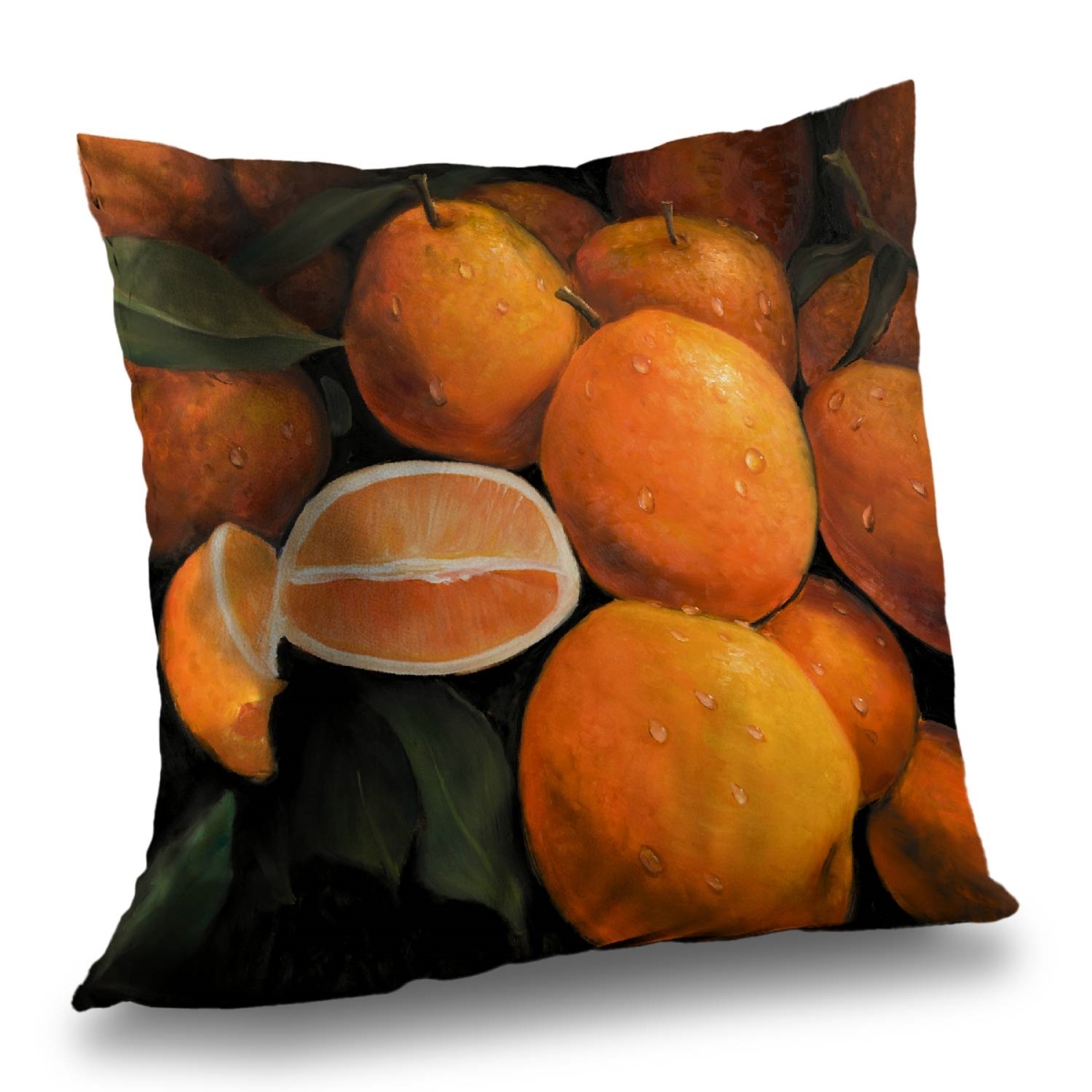 C1PT1414X7KJGW 14 x 14 in. Fresh Oranges Poly Twill Throw Pillow - Hyperrealist Decor