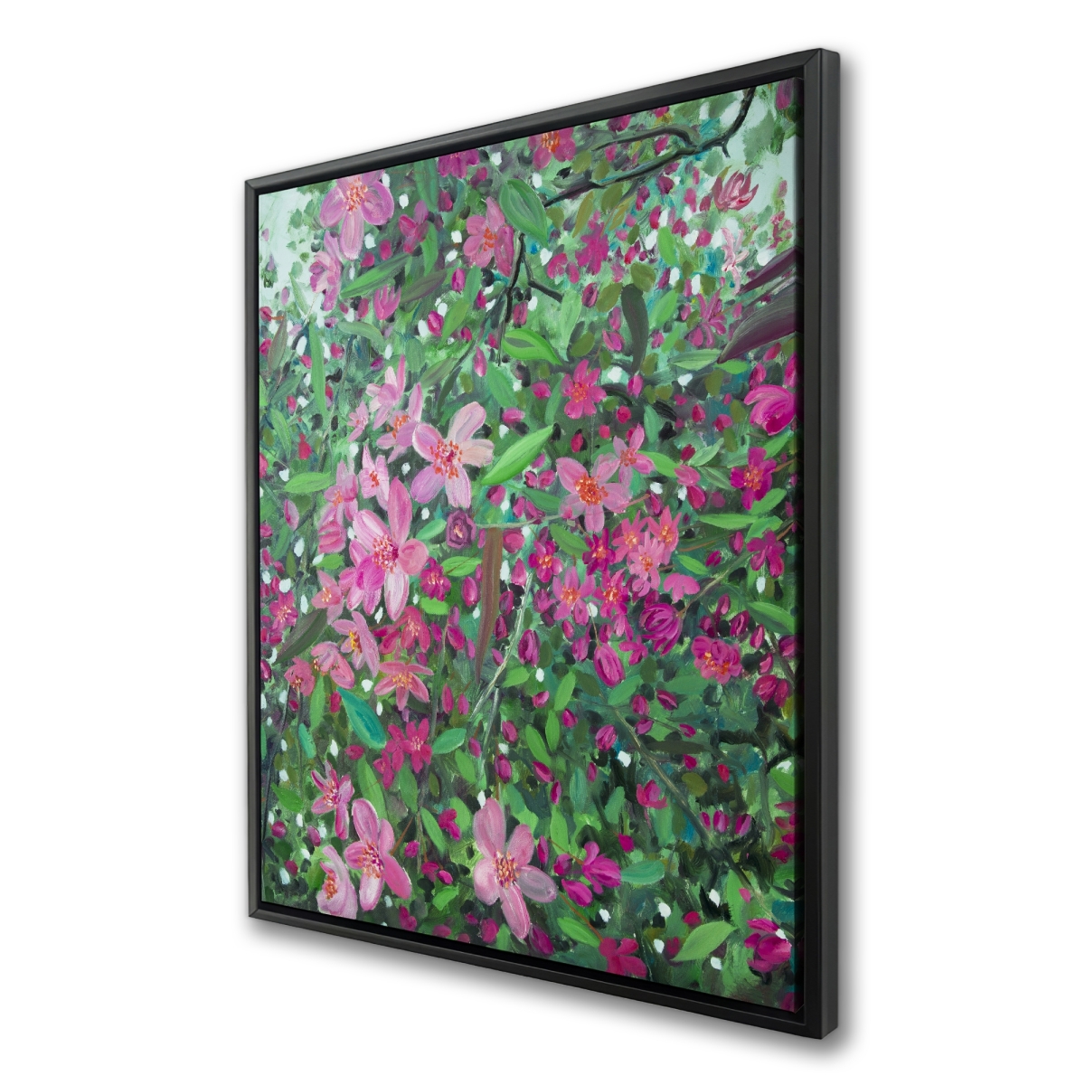 C1FC3648XF8R1T 36 x 48 in. Cherry Tree Blooming - Green Bedroom Framed Canvas Decor