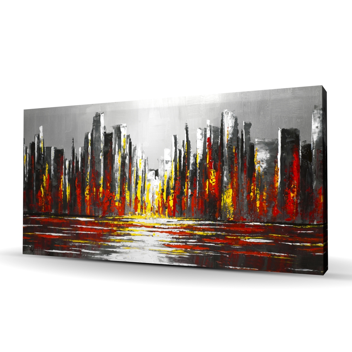 C1RC2448BKZDKE 24 x 48 in. Abstract Red Skyline - Modern Office Canvas for Home Decor