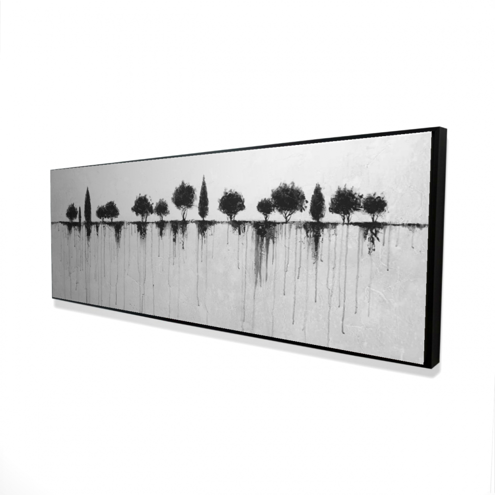 2081-2060-LA87 20 x 60 in. Abstract Black Trees - Framed Canvas Landscape Home Decor