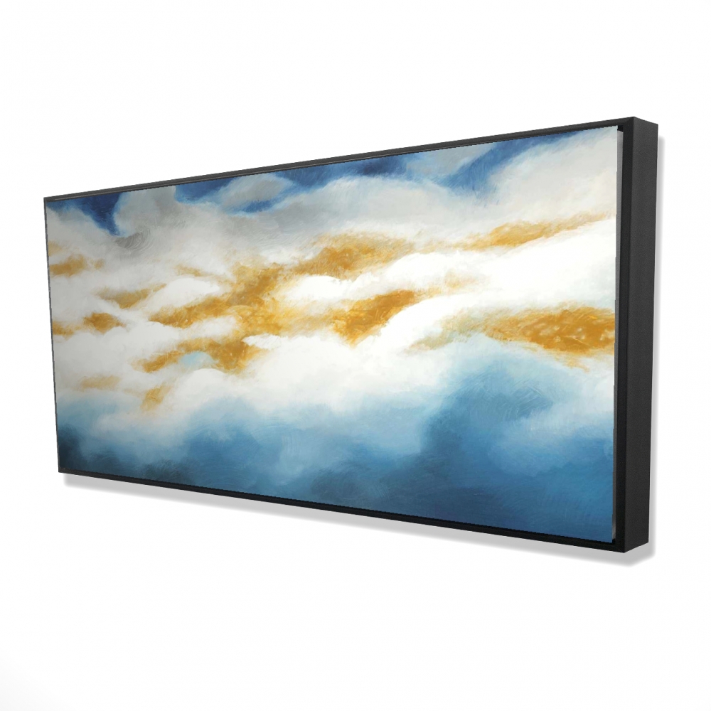 2081-2448-AB38 24 x 48 in. Abstract Clouds - Blue Contemporary Framed Canvas Art