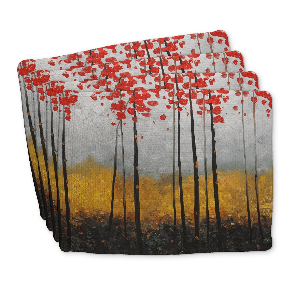 Picture of Begin Home Decor C4BP1418M56B1V 14 x 18 in. Abstract Landscape Braided Polyester Placemat - Home Decor - Set of 4