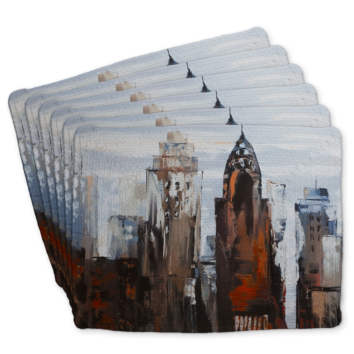 Picture of Begin Home Decor C6BP141824220S 14 x 18 in. Gray Day in the City Braided Polyester Placemat - Home Decor - Set of 6