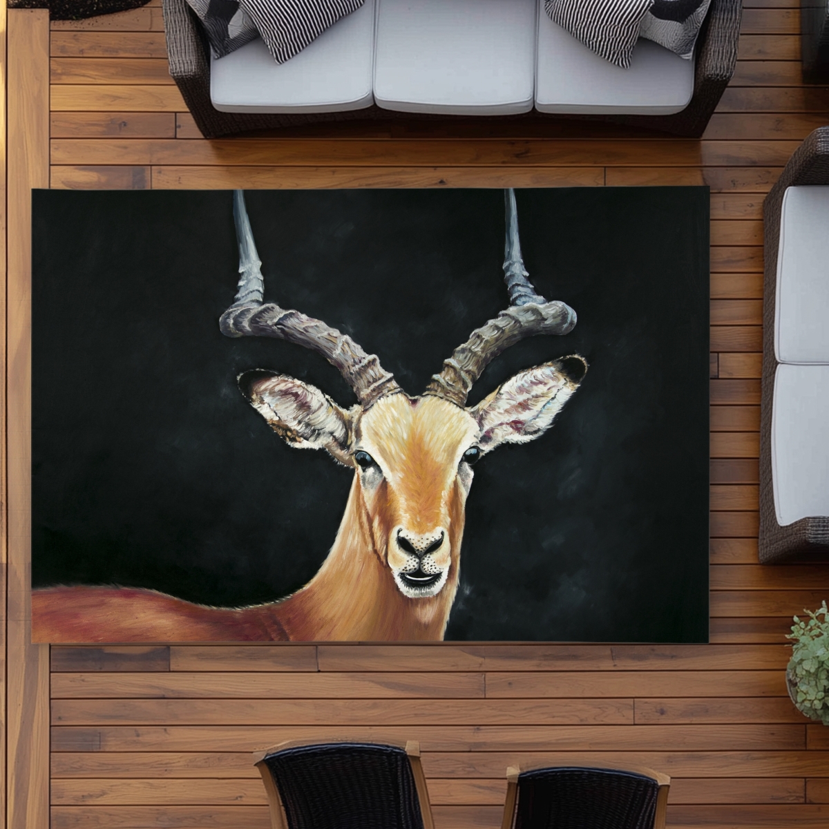 C1ROAR57610CIC 5 x 7 ft. Antelope Rustic Animals Outdoor Area Rug - Home Decor - Rectangle