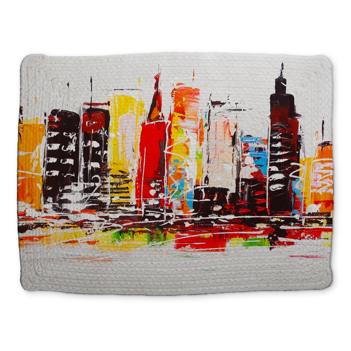 Picture of Begin Home Decor CBPM1418L8W1B4 14 x 18 in. Cities Bedroom Blue Braided Polyester Placemat - Home Decor