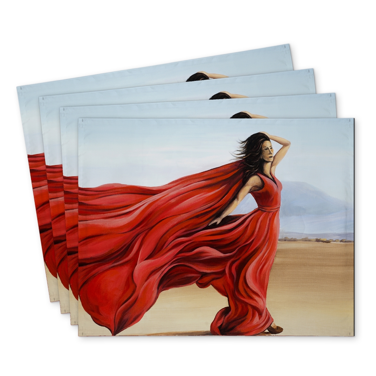 Picture of Begin Home Decor C4PP1418MR8I5N 14 x 18 in. Red Dress in the Desert Polyester Placemat - Home Decor - Set of 4