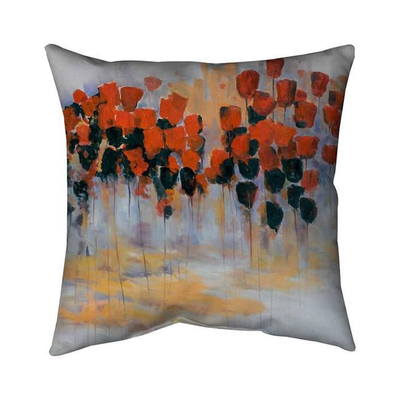 20 x 20 in. Red Flowers Field-Double Sided Print Indoor Pillow