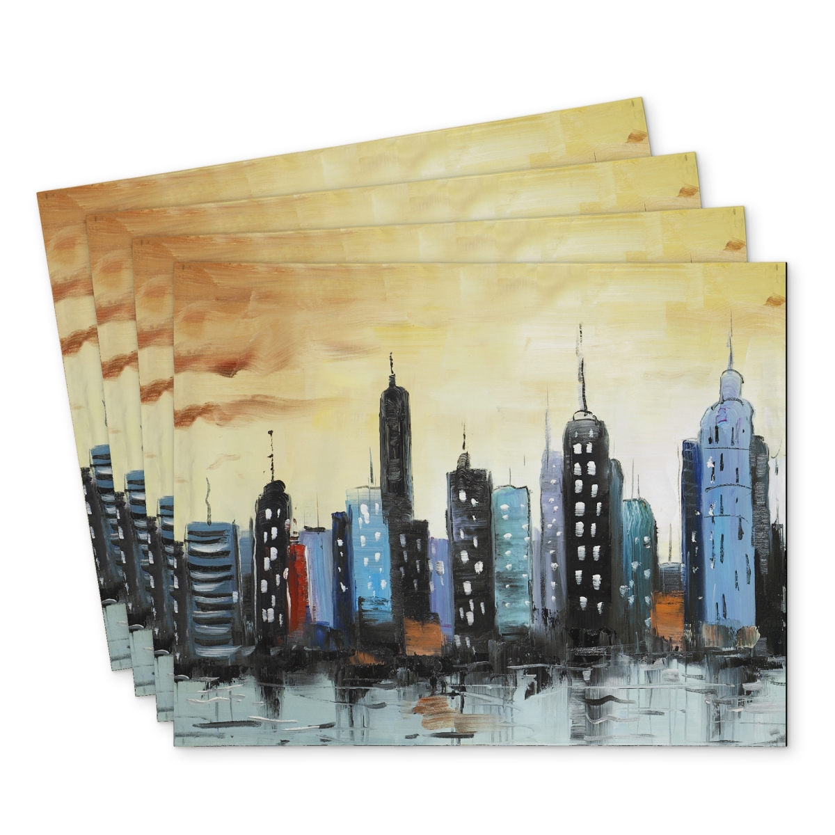 Picture of Begin Home Decor C4PP14180J5LMT 14 x 18 in. Skyline on Cityscape Polyester Placemat - Home Decor Accessory - Set of 4