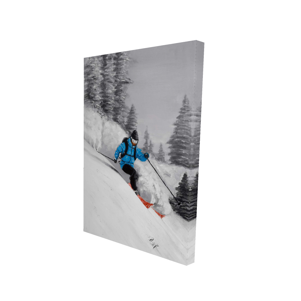 2080-3624-SP33 24 x 36 in. Man Skiing in Mountain - White Canvas Decor