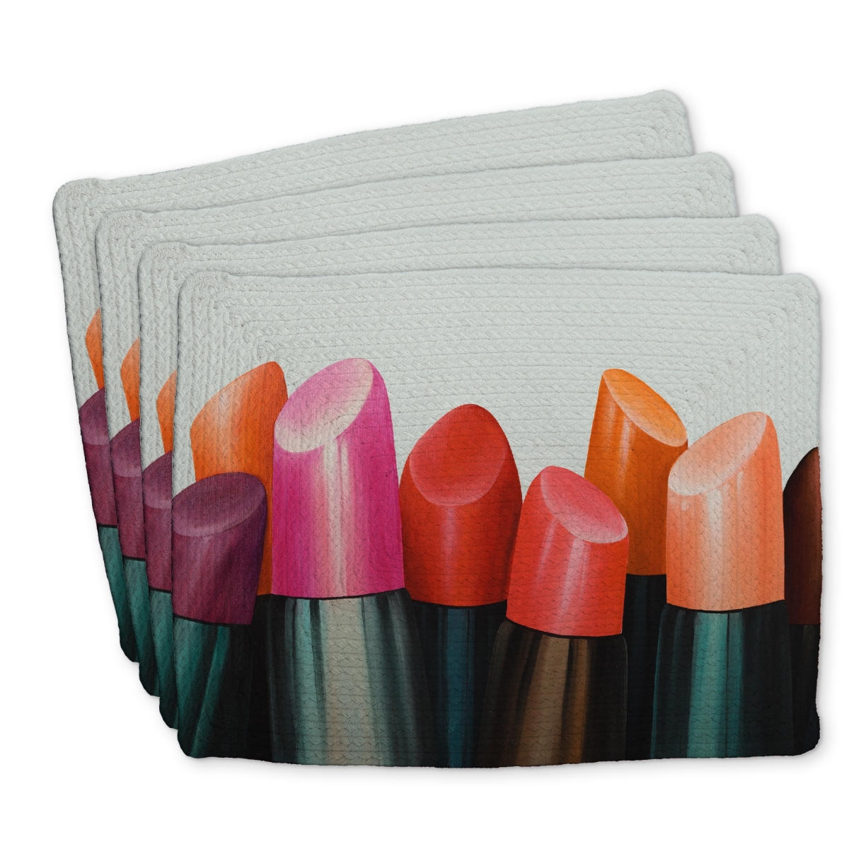 Picture of Begin Home Decor C4BP14186U62H3 14 x 18 in. Lipstick Addict Braided Polyester Placemat - Home Decor - Set of 4