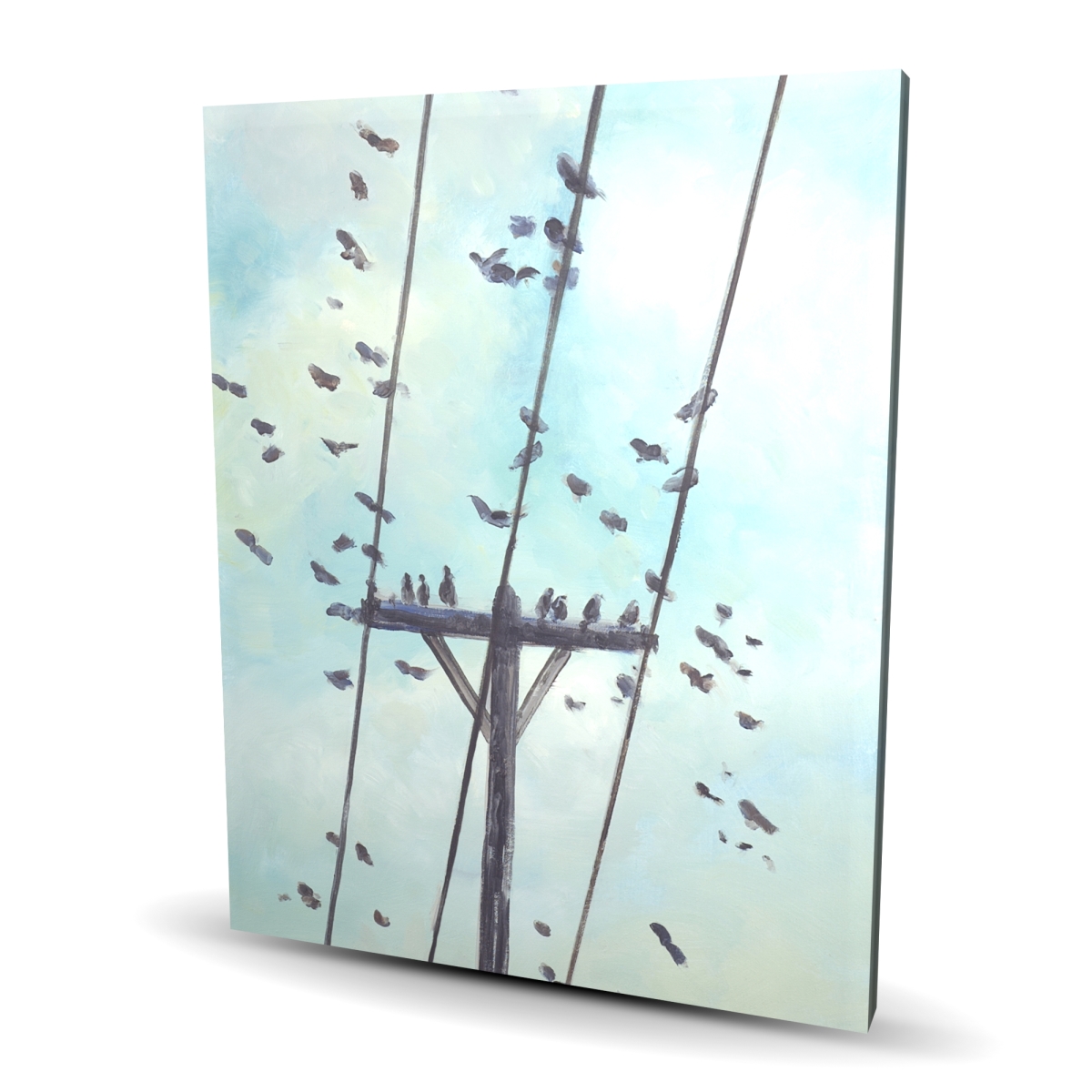 Birds on Electric Wire Canvas - Black - 48 x 60 in. - High Definition Print
