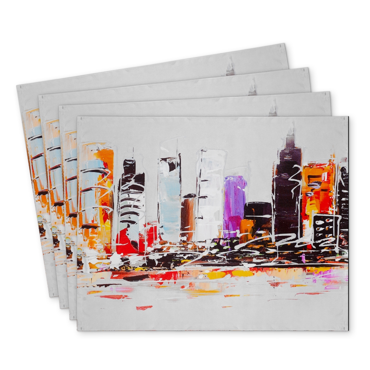 Picture of Begin Home Decor C4PP1418JM3AX0 14 x 18 in. Abstract City Placemat - Bright Colors for Home Decor - Set of 4