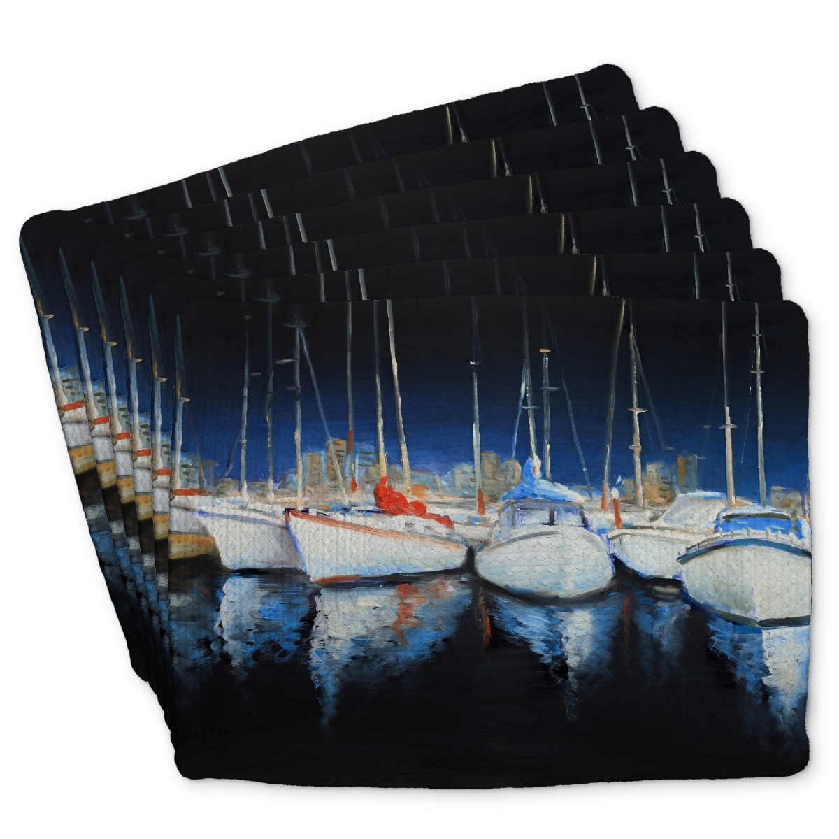 Picture of Begin Home Decor C6BP1418WN4FV9 14 x 18 in. Evening At the Marina Braided Polyester Placemat - Home Decor - Set of 6