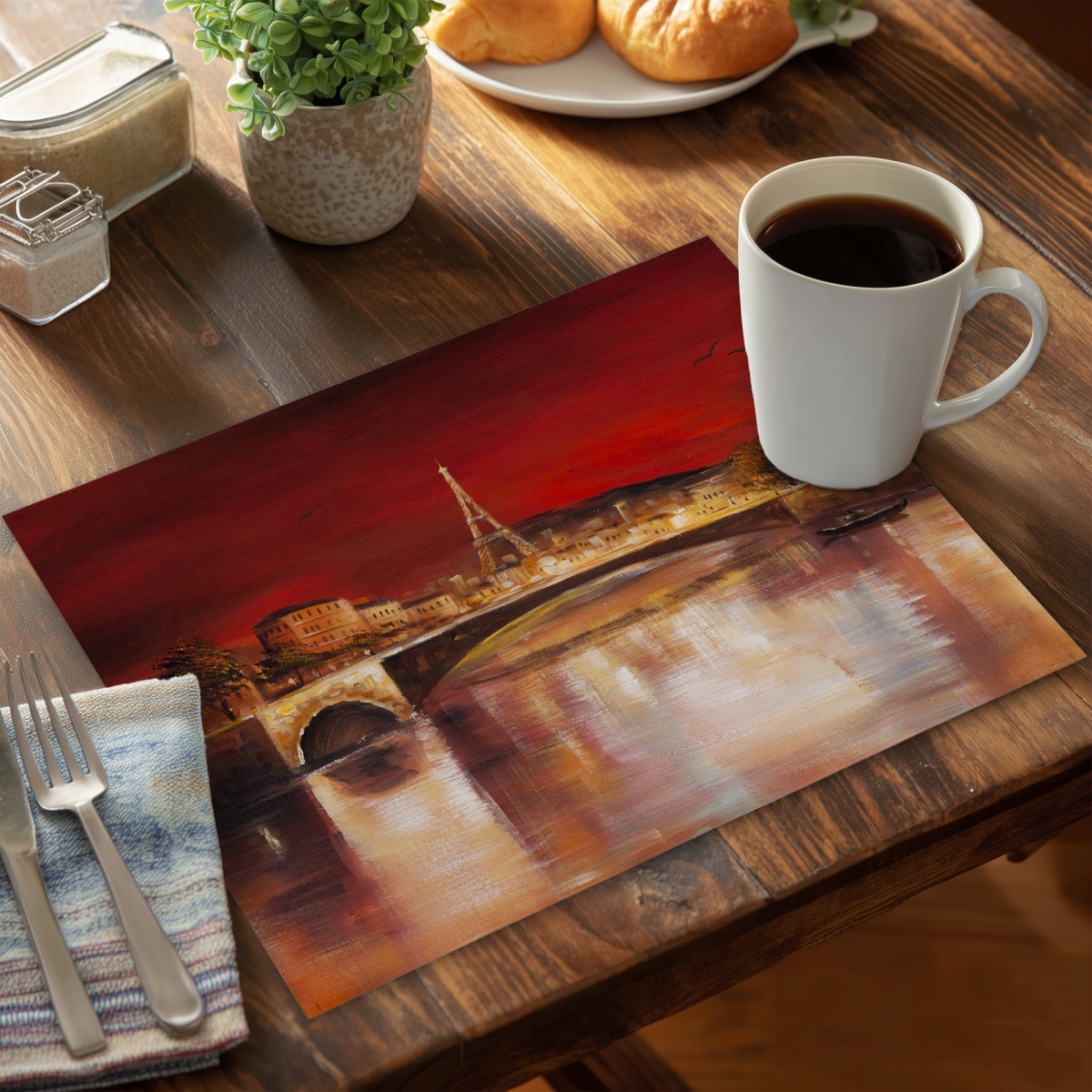 Picture of Begin Home Decor CPPM1418EL3J3H 14 x 18 in. Paris By Red Dawn Brown Polyester Placemat - Home Decor