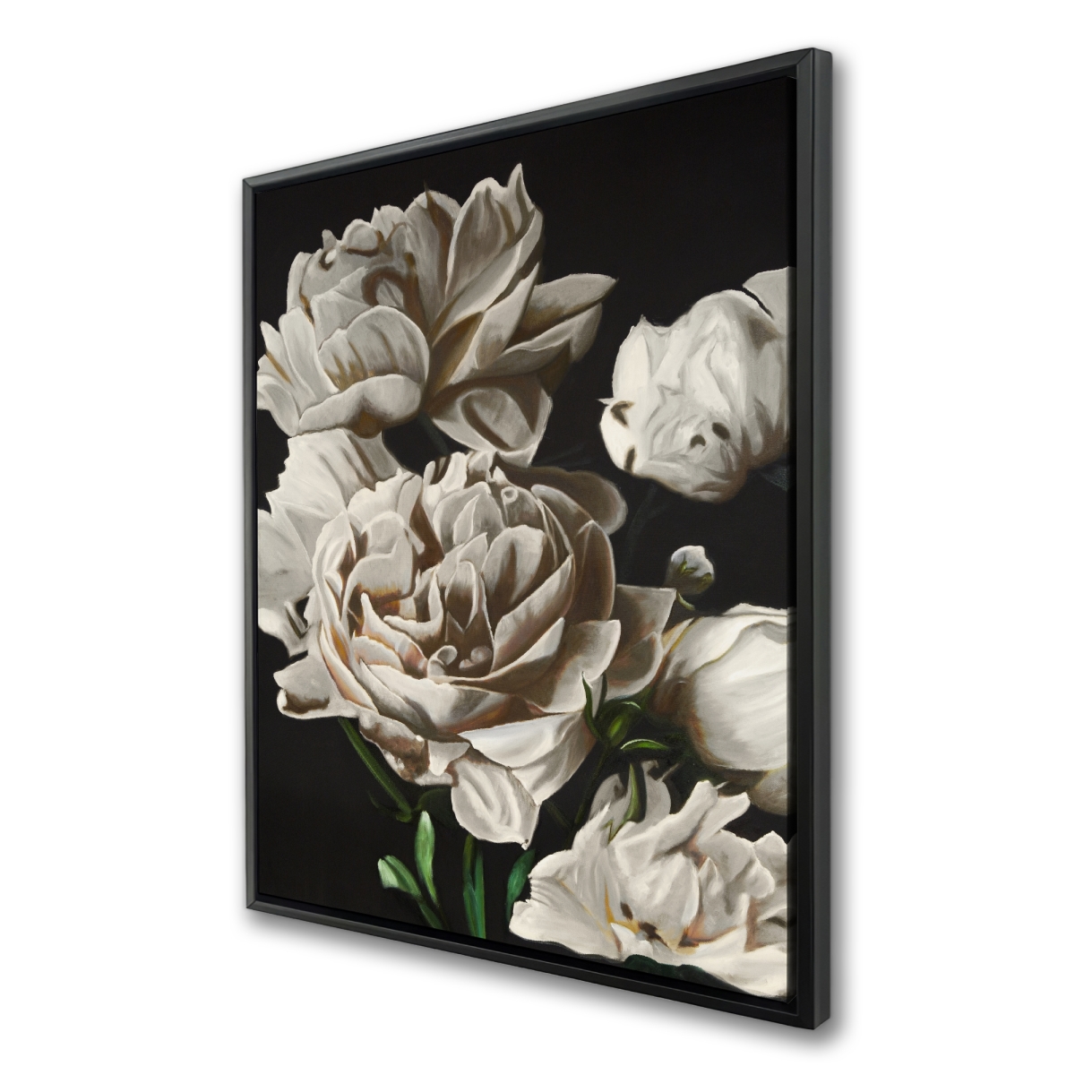 C1FC3648TY2CIJ 36 x 48 in. Beige Peonies - Framed Canvas for Elegant Home Decor