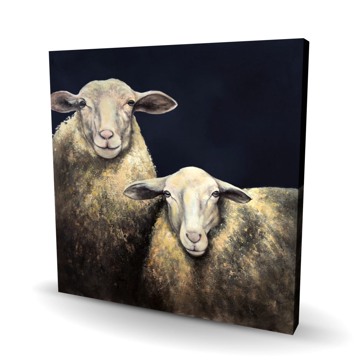 C1RC3636OMIHOZ 36 x 36 in. Two Sheep Gray Canvas Home Decor - Blue Background Art
