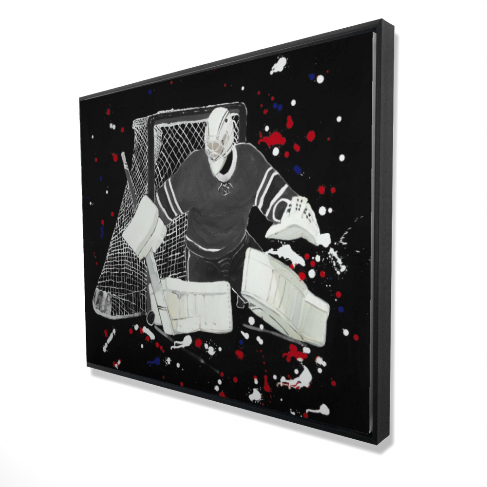 48 x 60 in. Goalkeeper Hockey Goal - Red Man Framed Canvas Decor