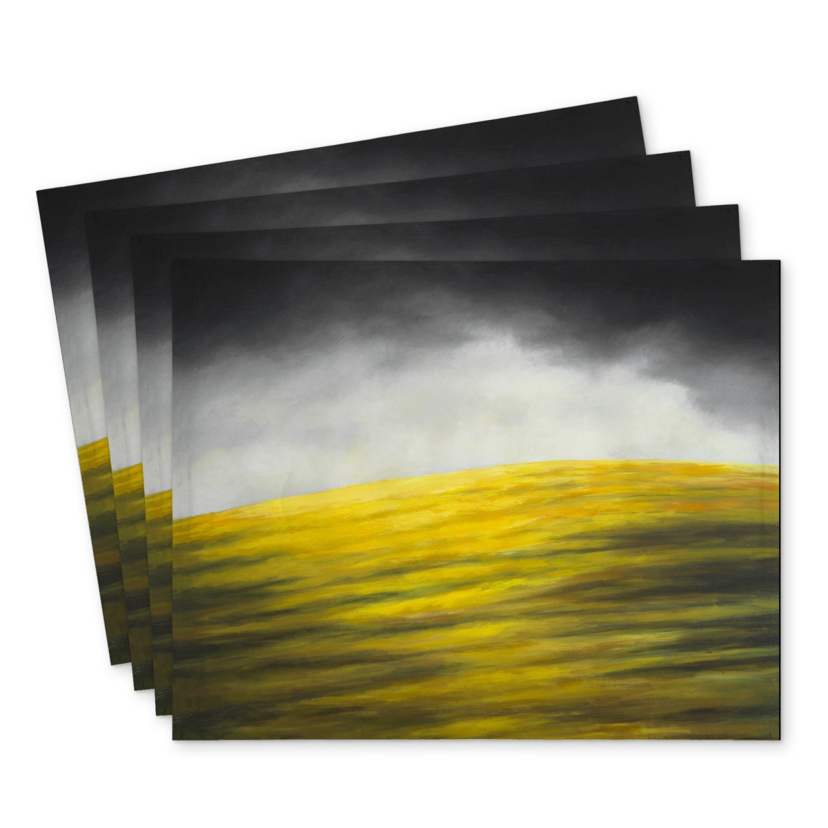 Picture of Begin Home Decor C4PP1418LCQTYU 14 x 18 in. Yellow Hill Polyester Placemat - Stylish Home Decor Accent - Set of 4