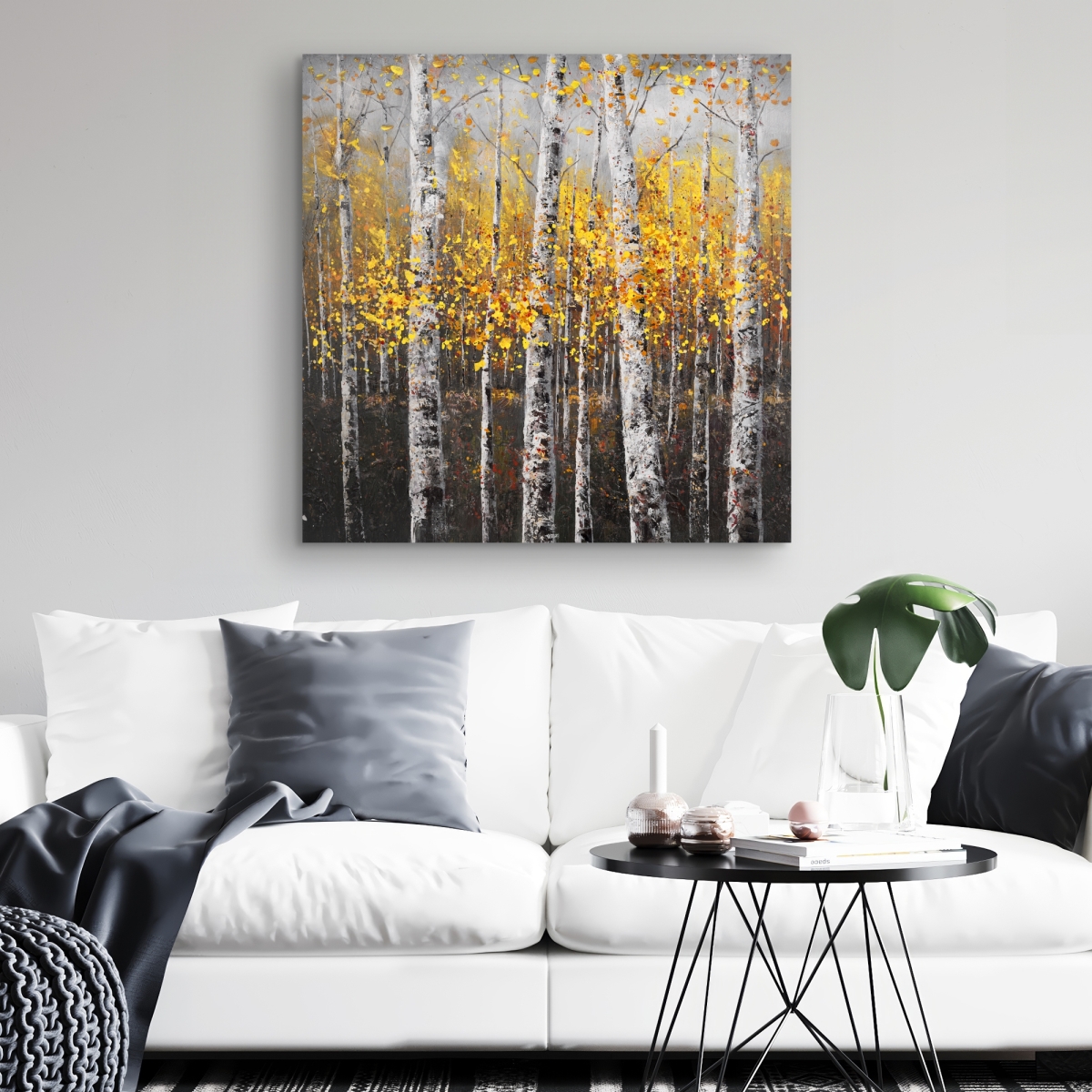 C1RC32328C2VJ7 32 x 32 in. Sunny Birch Trees - Yellow Trees Canvas for Home Decor