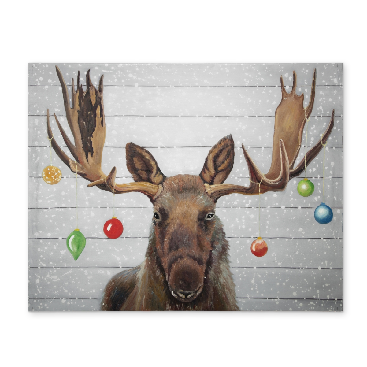 Picture of Begin Home Decor CPPM1418QGLHFM 14 x 18 in. Rustic Moose Christmas Balls Placemat - Deer Polyester Decor