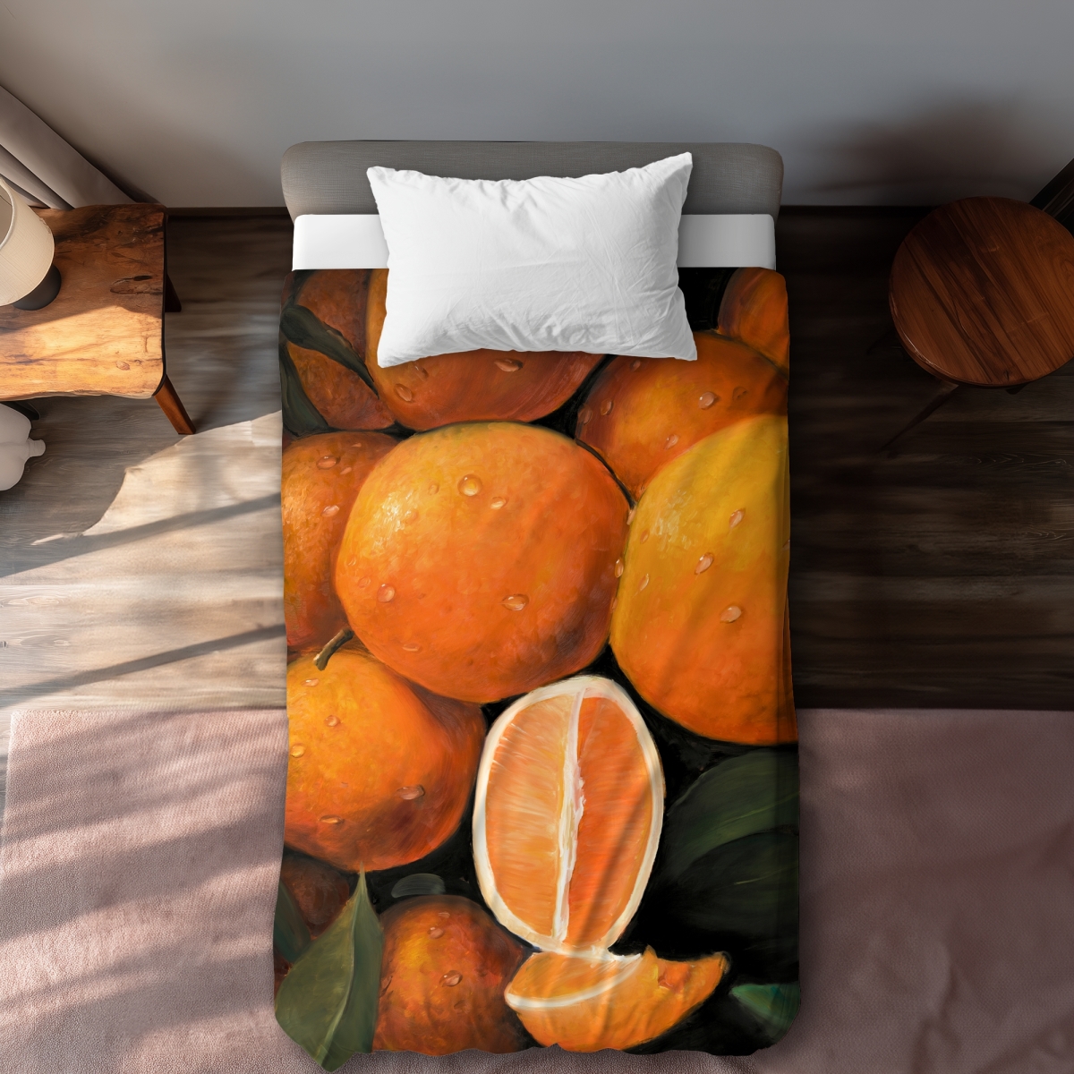 C1DCTXLWQCP5KS Twin Extra Long Fresh Oranges Hyperrealist Still Life Duvet Cover - Home Decor