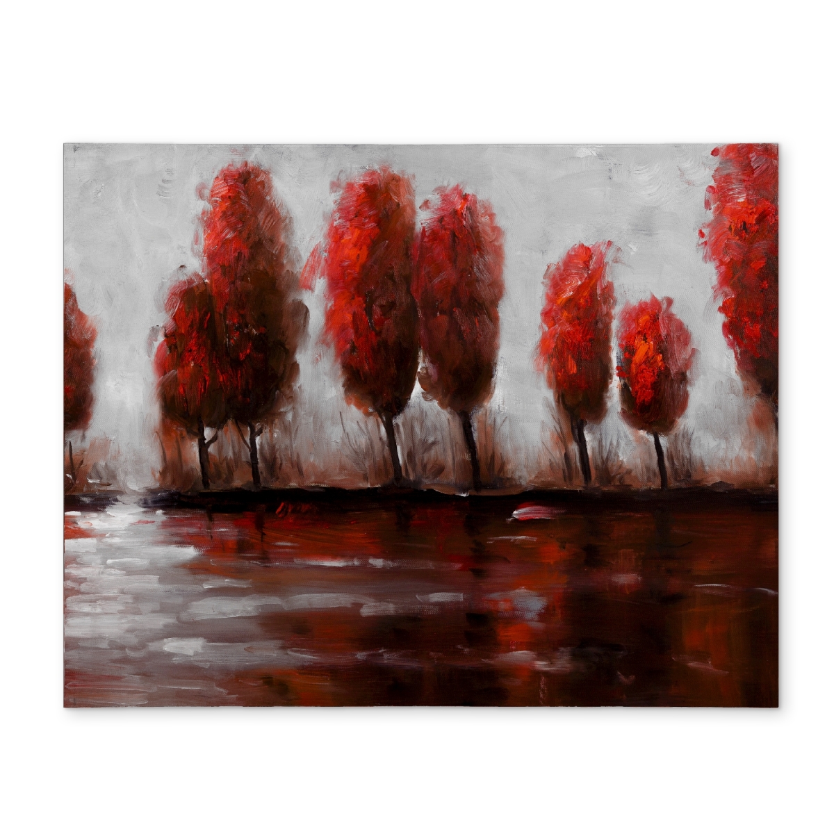Picture of Begin Home Decor CPPM14181RSY1S 14 x 18 in. Red Trees Polyester Placemat - Gray Trees Home Decor