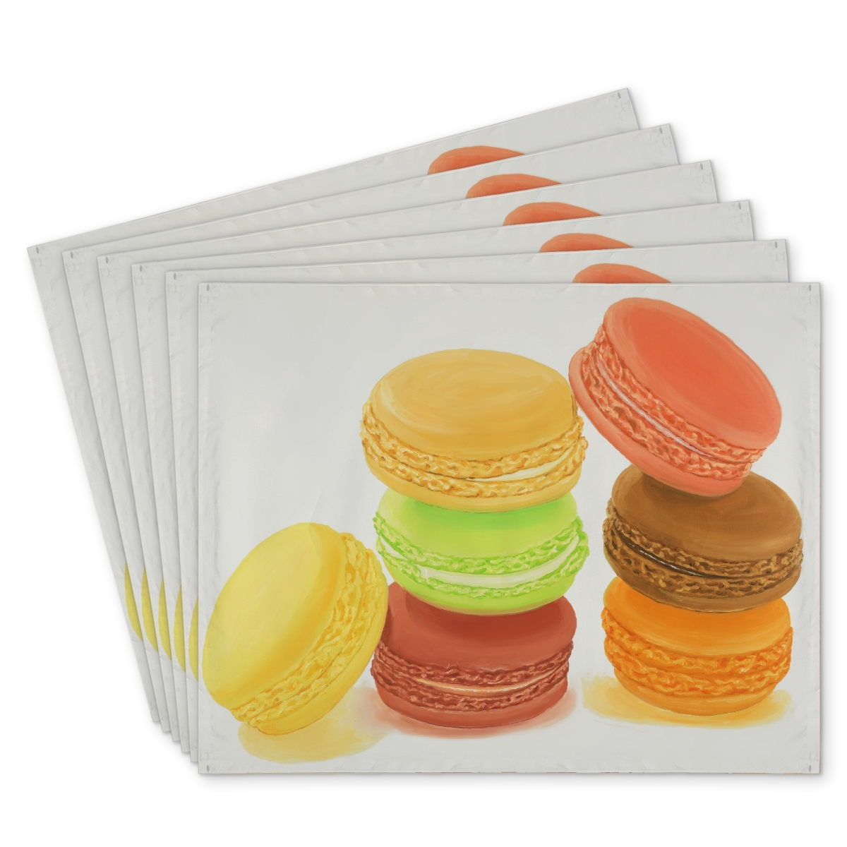Picture of Begin Home Decor C6PP141813M8Z5 14 x 18 in. Delicious Macaroons Polyester Placemat - Home Decor Essential - Set of 6
