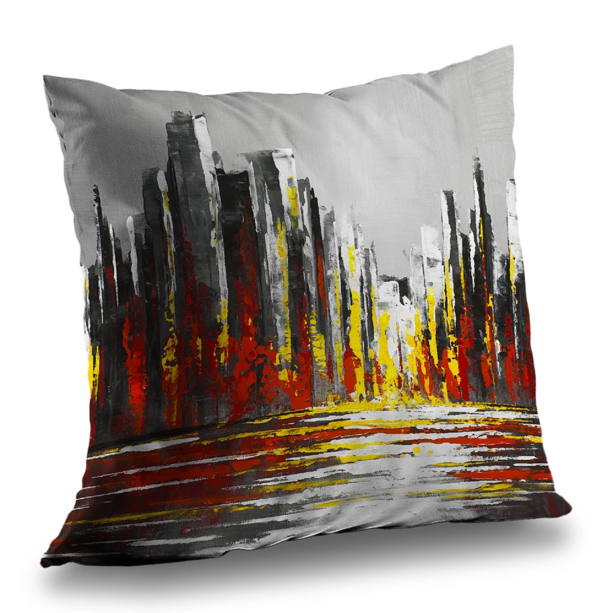 C1PT14147O7Y0K 14 x 14 in. Abstract Red Skyline - Modern Poly Twill Throw Pillow Insert